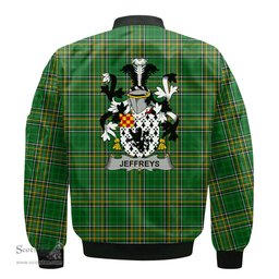 Irish Jeffreys Coat of Arms Family Crest Ireland Bomber Jacket Irish National Tartan Irish County Jacket