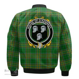 Irish House of O KENNEDY Coat of Arms Family Crest Ireland Bomber Jacket Irish National Tartan Irish County Jacket
