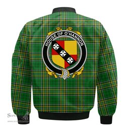 Irish House of O HANNON Coat of Arms Family Crest Ireland Bomber Jacket Irish National Tartan Irish County Jacket