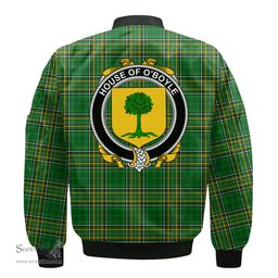 Irish House of O BOYLE Coat of Arms Family Crest Ireland Bomber Jacket Irish National Tartan Irish County Jacket