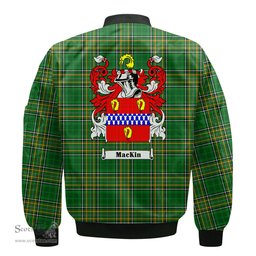 Irish Mackin Coat of Arms Family Crest Ireland Bomber Jacket Irish National Tartan Irish County Jacket