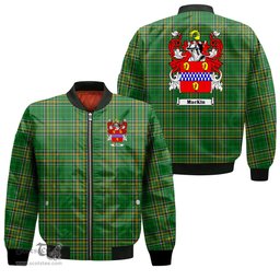 Irish Mackin Coat of Arms Family Crest Ireland Bomber Jacket Irish National Tartan Irish County Jacket