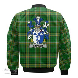 Irish Linaker Coat of Arms Family Crest Ireland Bomber Jacket Irish National Tartan Irish County Jacket