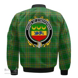 Irish House of O HEFFERNAN Coat of Arms Family Crest Ireland Bomber Jacket Irish National Tartan Irish County Jacket