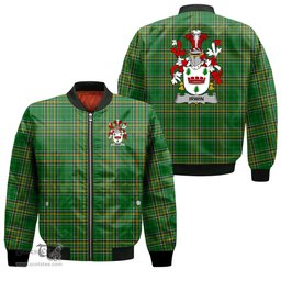 Irish Irwin Coat of Arms Family Crest Ireland Bomber Jacket Irish National Tartan Irish County Jacket