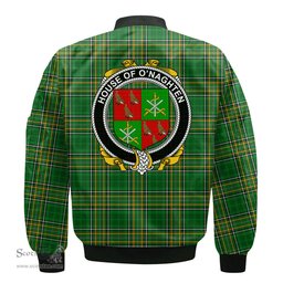 Irish House of O NAGHTEN Coat of Arms Family Crest Ireland Bomber Jacket Irish National Tartan Irish County Jacket