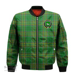 Irish House of O HANLON Coat of Arms Family Crest Ireland Bomber Jacket Irish National Tartan Irish County Jacket