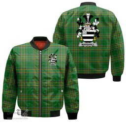 Irish Marshall Coat of Arms Family Crest Ireland Bomber Jacket Irish National Tartan Irish County Jacket