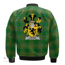 Irish Laffan Coat of Arms Family Crest Ireland Bomber Jacket Irish National Tartan Irish County Jacket