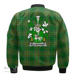 Irish McCafferey or McCaffrey Coat of Arms Family Crest Ireland Bomber Jacket Irish National Tartan Irish County Jacket