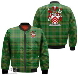 Irish Langton Coat of Arms Family Crest Ireland Bomber Jacket Irish National Tartan Irish County Jacket