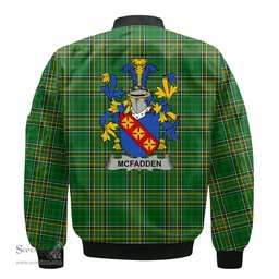 Irish McFadden or McFadyen Coat of Arms Family Crest Ireland Bomber Jacket Irish National Tartan Irish County Jacket