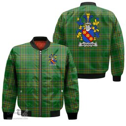 Irish McFadden or McFadyen Coat of Arms Family Crest Ireland Bomber Jacket Irish National Tartan Irish County Jacket