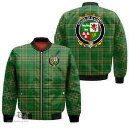 Irish House of O CONRY Coat of Arms Family Crest Ireland Bomber Jacket Irish National Tartan Irish County Jacket