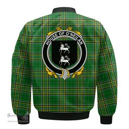 Irish House of O NEILAN Coat of Arms Family Crest Ireland Bomber Jacket Irish National Tartan Irish County Jacket