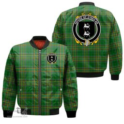 Irish House of O NEILAN Coat of Arms Family Crest Ireland Bomber Jacket Irish National Tartan Irish County Jacket