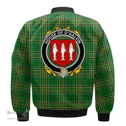 Irish House of O GALVIN Coat of Arms Family Crest Ireland Bomber Jacket Irish National Tartan Irish County Jacket