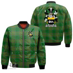 Irish Margetson Coat of Arms Family Crest Ireland Bomber Jacket Irish National Tartan Irish County Jacket