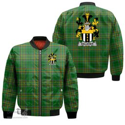 Irish Kelleher or O Kelleher Coat of Arms Family Crest Ireland Bomber Jacket Irish National Tartan Irish County Jacket