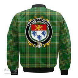 Irish House of O GARA Coat of Arms Family Crest Ireland Bomber Jacket Irish National Tartan Irish County Jacket