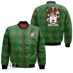 Irish Leary or O Leary Coat of Arms Family Crest Ireland Bomber Jacket Irish National Tartan Irish County Jacket
