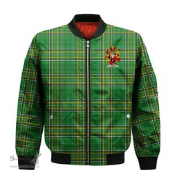 Irish Ivers Coat of Arms Family Crest Ireland Bomber Jacket Irish National Tartan Irish County Jacket