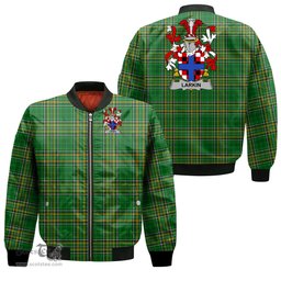 Irish Larkin or O Larkin Coat of Arms Family Crest Ireland Bomber Jacket Irish National Tartan Irish County Jacket