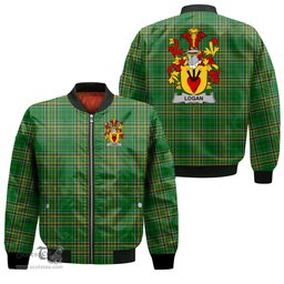 Irish Logan Coat of Arms Family Crest Ireland Bomber Jacket Irish National Tartan Irish County Jacket