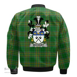 Irish McCourt Coat of Arms Family Crest Ireland Bomber Jacket Irish National Tartan Irish County Jacket