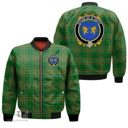 Irish House of O TREHY Troy Coat of Arms Family Crest Ireland Bomber Jacket Irish National Tartan Irish County Jacket