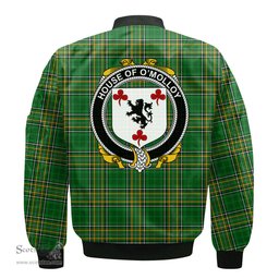 Irish House of O MOLLOY Coat of Arms Family Crest Ireland Bomber Jacket Irish National Tartan Irish County Jacket