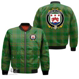 Irish House of O NEILL Coat of Arms Family Crest Ireland Bomber Jacket Irish National Tartan Irish County Jacket