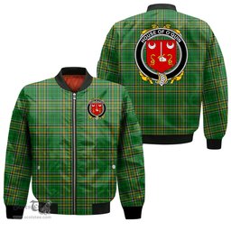 Irish House of O QUIN Thomond Coat of Arms Family Crest Ireland Bomber Jacket Irish National Tartan Irish County Jacket