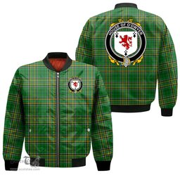 Irish House of O DWYER Coat of Arms Family Crest Ireland Bomber Jacket Irish National Tartan Irish County Jacket