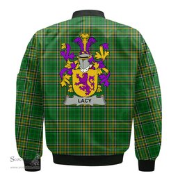 Irish Lacy or De Lacy Coat of Arms Family Crest Ireland Bomber Jacket Irish National Tartan Irish County Jacket