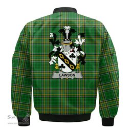Irish Lawson Coat of Arms Family Crest Ireland Bomber Jacket Irish National Tartan Irish County Jacket