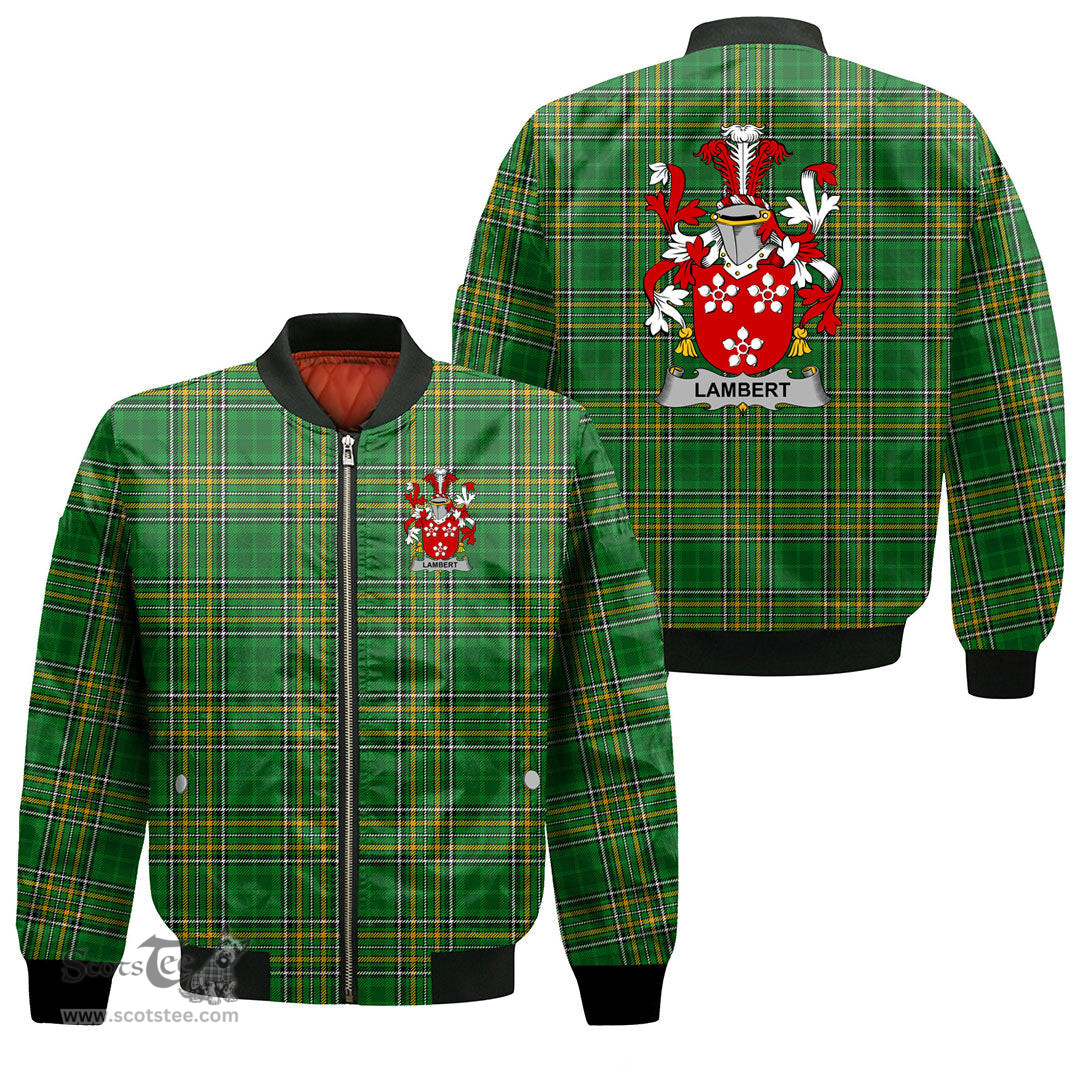 Irish Lambert Coat of Arms Family Crest Ireland Bomber Jacket Irish National Tartan Irish County Jacket