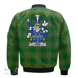 Irish Lees or McAleese Coat of Arms Family Crest Ireland Bomber Jacket Irish National Tartan Irish County Jacket