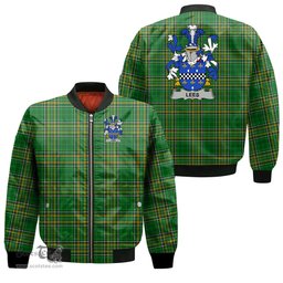 Irish Lees or McAleese Coat of Arms Family Crest Ireland Bomber Jacket Irish National Tartan Irish County Jacket
