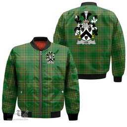 Irish Lee or O Lee Coat of Arms Family Crest Ireland Bomber Jacket Irish National Tartan Irish County Jacket