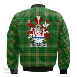 Irish Melaghlin or O Melaghlin Coat of Arms Family Crest Ireland Bomber Jacket Irish National Tartan Irish County Jacket