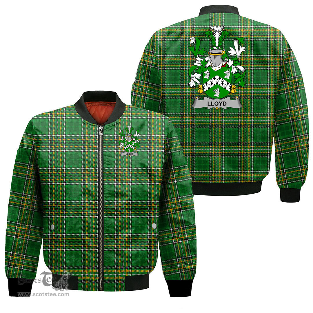 Irish Lloyd Coat of Arms Family Crest Ireland Bomber Jacket Irish National Tartan Irish County Jacket
