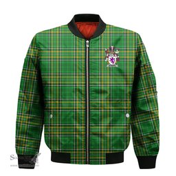 Irish McMore or More Coat of Arms Family Crest Ireland Bomber Jacket Irish National Tartan Irish County Jacket