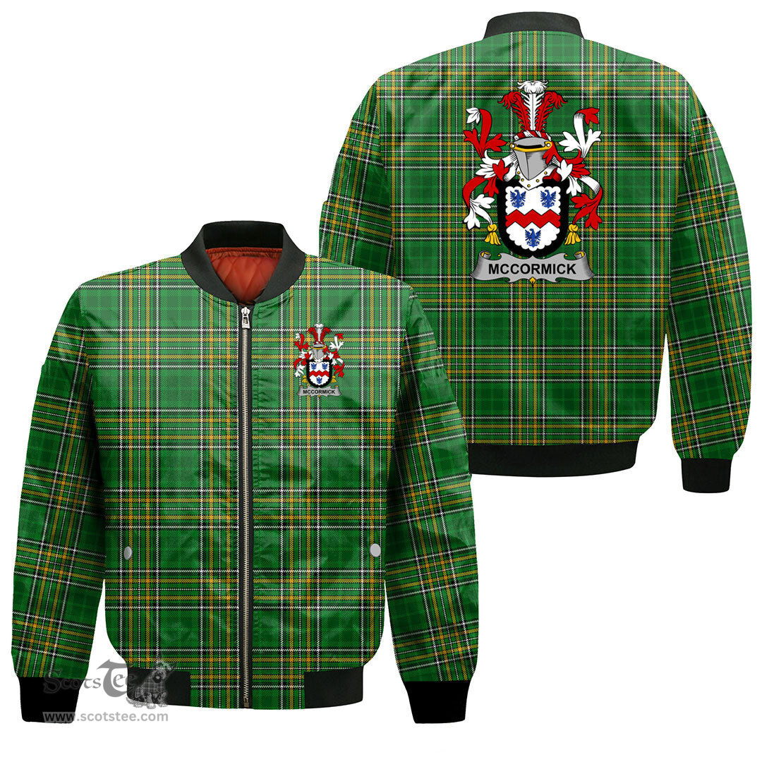 Irish McCormick Coat of Arms Family Crest Ireland Bomber Jacket Irish National Tartan Irish County Jacket