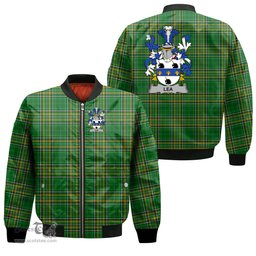 Irish Lea or McLea Coat of Arms Family Crest Ireland Bomber Jacket Irish National Tartan Irish County Jacket