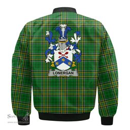 Irish Lonergan or O Lonergan Coat of Arms Family Crest Ireland Bomber Jacket Irish National Tartan Irish County Jacket