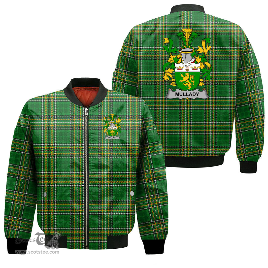 Irish Mullady or O Mullady Coat of Arms Family Crest Ireland Bomber Jacket Irish National Tartan Irish County Jacket