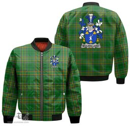Irish Mulholland Coat of Arms Family Crest Ireland Bomber Jacket Irish National Tartan Irish County Jacket
