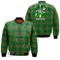 Irish Loughnan or O Loughnan Coat of Arms Family Crest Ireland Bomber Jacket Irish National Tartan Irish County Jacket