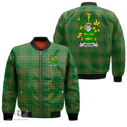 Irish McCain or O Kane Coat of Arms Family Crest Ireland Bomber Jacket Irish National Tartan Irish County Jacket